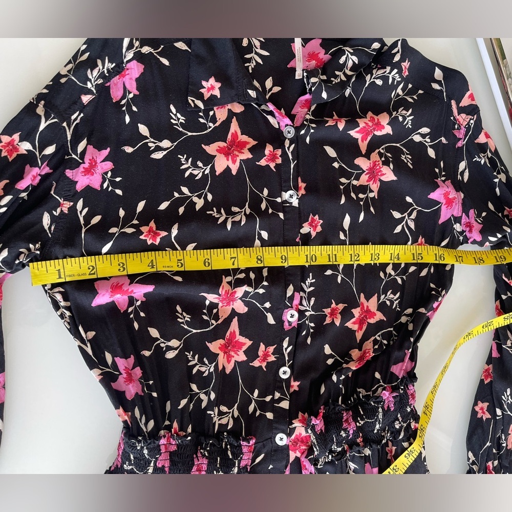 Free People Black and Pink Floral Long Sleeve Dress - Picture 6 of 16